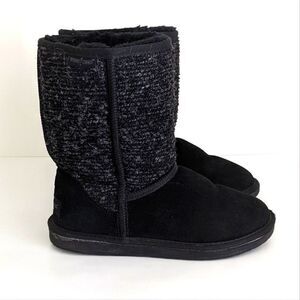 Minnetonka Black Suede Shearling Lined Boots 8
